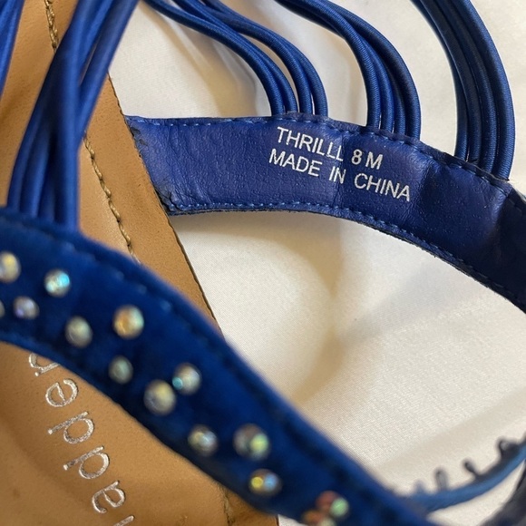 Madden Girl size 8 blue rhinestone T strap flat thrill sandals - Picture 5 of 7